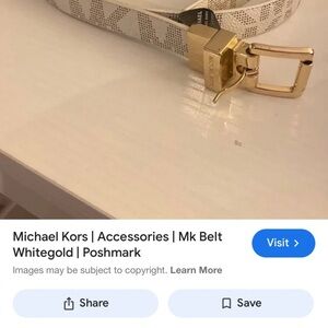 Michael Kors White and Gold Designer Belt worn places size xsmall